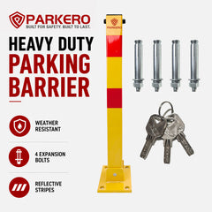 Square Heavy-Duty Fold Down Parking Post, 3 Keys