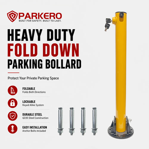 2-Side Fold Down Parking Bollard, 2 Keys