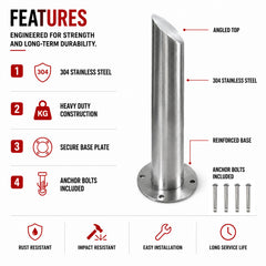 Stainless Surface Mounted Bollard, 90 x 14cm