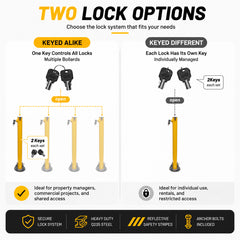 2-Side Fold Down Parking Bollard, 2 Keys