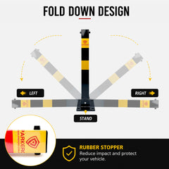 Square Heavy-Duty Fold Down Parking Post, 3 Keys