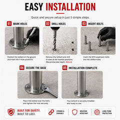 Stainless Surface Mounted Bollard, 90 x 11.4cm