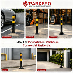 Square Heavy-Duty Fold Down Parking Post, 3 Keys