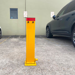 Keyed Alike Bollard Rectangle Fold Down Car Parking Lock Safety Barrier 80cm 2Key