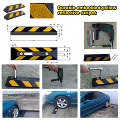 2PCS Rubber Wheel Stops Parking Guide Wheel Driveway Stopper 550mm Parking Blocks