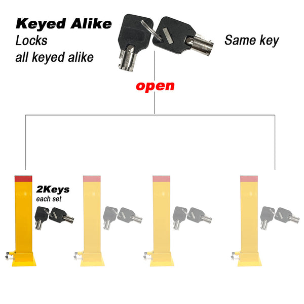 Keyed Alike Bollard Rectangle Fold Down Car Parking Lock Safety Barrier 80cm 2Key