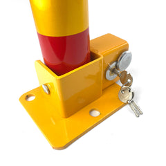 Fold Down Vehicle Parking Lock - Heavy-Duty Security Bollard - Anti-Theft Safety Barrier