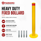 Yellow Heavy-duty Surface Mounted Bollard, 90 x 9cm