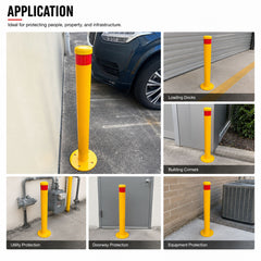 Yellow Heavy-duty Surface Mounted Bollard, 90 x 9cm