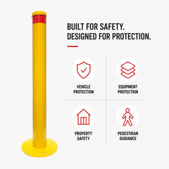 Yellow Heavy-duty Surface Mounted Bollard, 90 x 9cm
