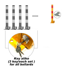 Red Parking Bollard locker Barrier Key Alike / Independent lock Fold Down Vehicle