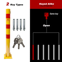 Parkero 90cm Fold-down Parking Barrier With 4 x Expension bolts Keyed Different / Alike