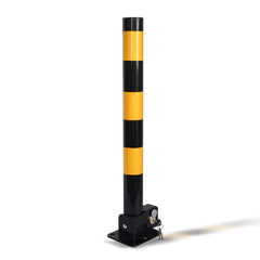 Fold Down Vehicle Parking Lock - Heavy-Duty Security Bollard - Anti-Theft Safety Barrier