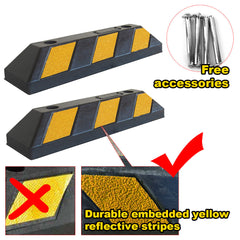2PCS Rubber Wheel Stops Parking Guide Wheel Driveway Stopper 550mm Parking Blocks