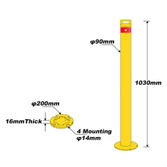 Removable Surface Mount Twist Type Bollard Lock Safety Barrier Vehicle Security 103cm x 90mm