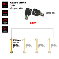 Keyed Alike 2 Side Fold-down Design Vehicle Parking Bollard locker Barrier 2 With Keys