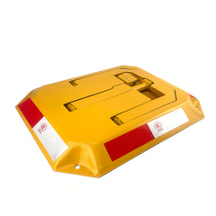 Fold Down Vehicle Parking Lock - Heavy-Duty Security Bollard - Anti-Theft Safety Barrier