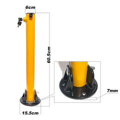 Heavy-duty Parking Bollard locker Barrier Vehicle 2 Side Fold-down Design Cast Steel Base 60cm