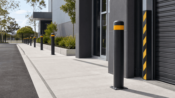 Commercial bollards installed outside a business frontage in Australia