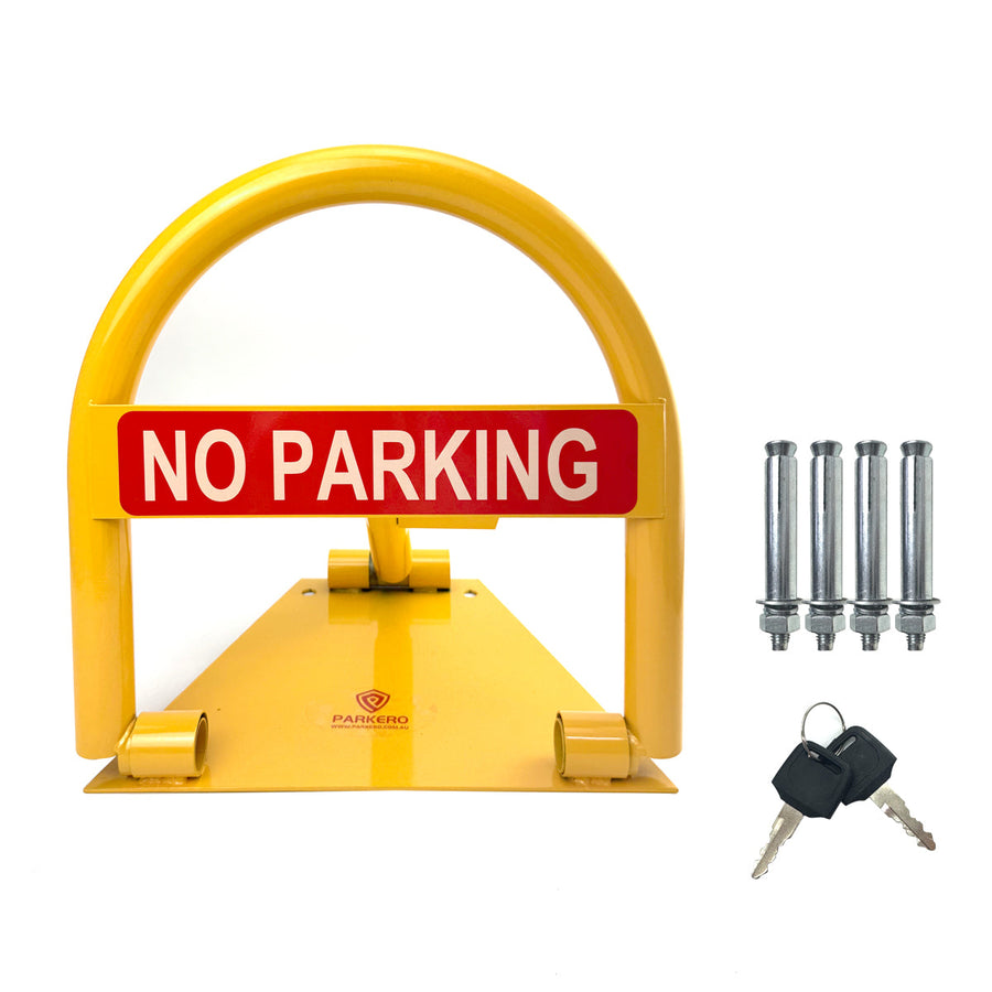 Parkero Fold-down Parking Barrier Keyed Different/Alike Vehicle Security Expension bolts