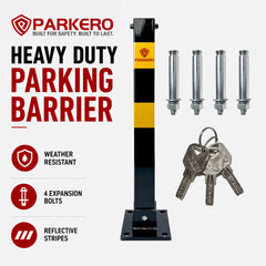 Square Heavy-Duty Fold Down Parking Post, 3 Keys
