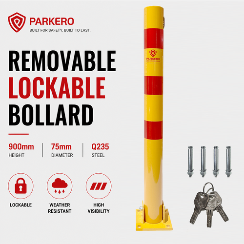 90cm Fold Down Parking Barrier, With 4 x Expension Bolts