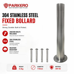 Stainless Surface Mounted Bollard, 90 x 11.4cm