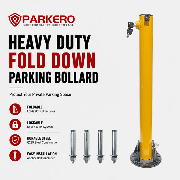 2-Side Fold Down Parking Bollard, 2 Keys