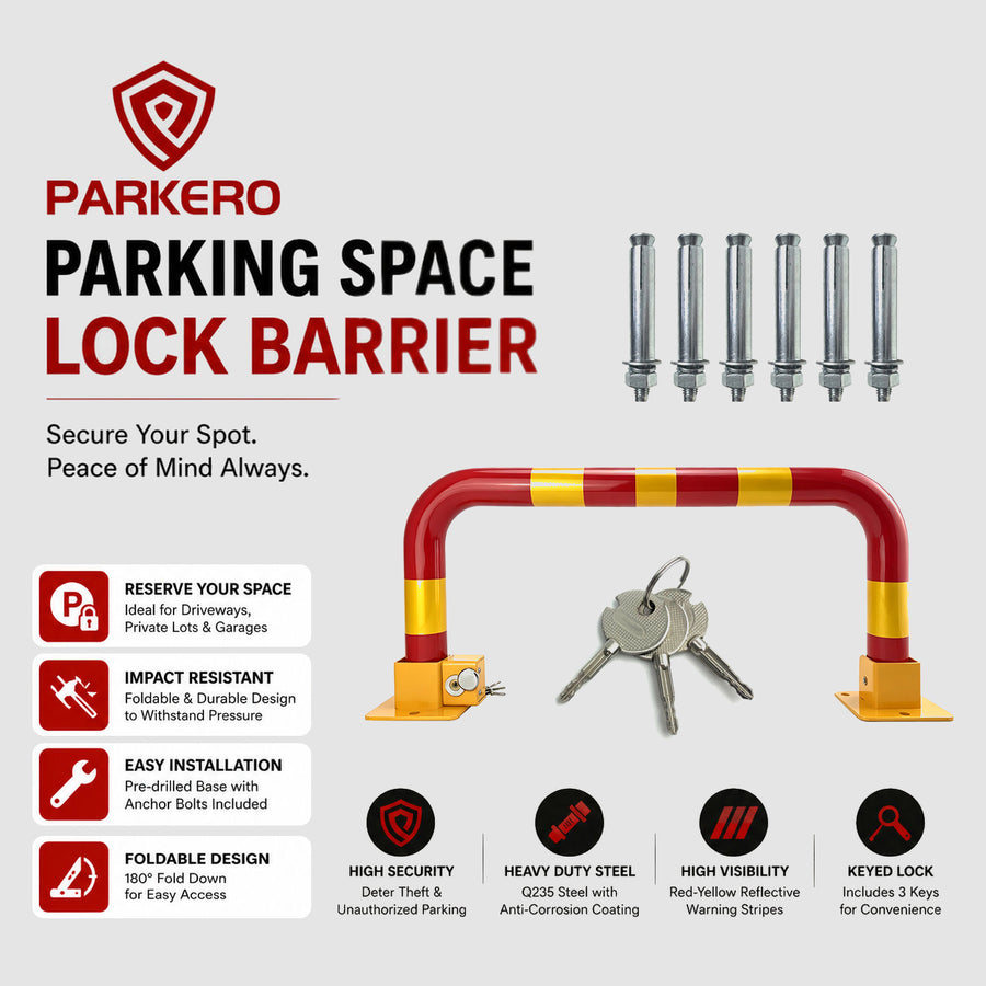 Arch Fold Down Parking Barrier, Keyed Different/Alike