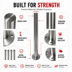 Stainless Surface Mounted Bollard, 90 x 9cm