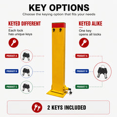 Rectangle Fold Down Parking Lock, 80cm, 2 Keys