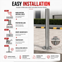 Stainless Surface Mounted Bollard, 90 x 9cm
