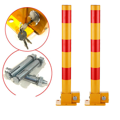 2X Red Fold Down Vehicle Security Car Parking Lock Safety Barrier Bollard Locker Barrier