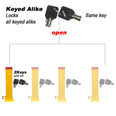 Keyed Alike Bollard Rectangle Fold Down Car Parking Lock Safety Barrier 80cm 2Key