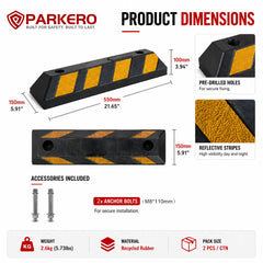 2PCS Rubber Wheel Stops, 550mm