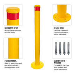 Yellow Heavy-duty Surface Mounted Bollard, 90 x 9cm