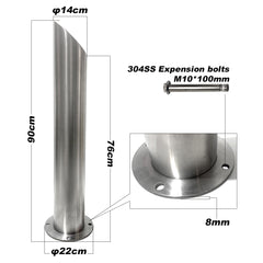Parkero Stainless Steel Surface Mounted Bollard 90x⌀14cm Heavy-duty Carpark Barrier