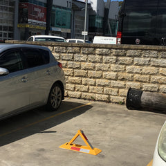 Fold Down Vehicle Parking Lock - Heavy-Duty Security Bollard - Anti-Theft Safety Barrier